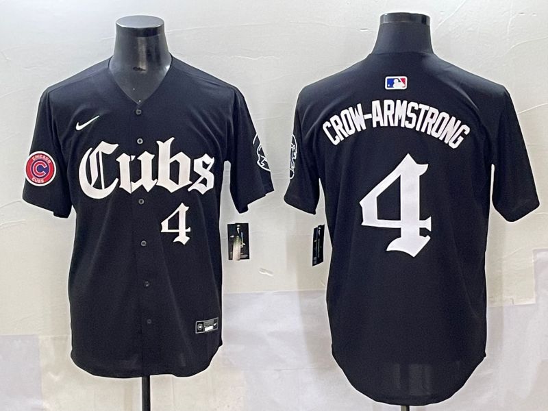 Men 2025 Chicago Cubs 4 Crow-Armstrong Black Five generations Joint Name Nike MLB Jersey style 13